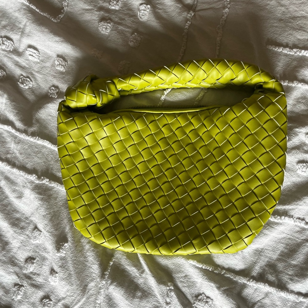 Lime Green Woven Handbag